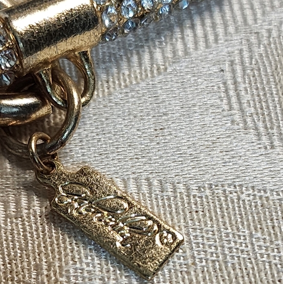 GIA FARELLA Vintage Gold Plated Chunky Chain Necklace Rhinestone Toggle - Picture 8 of 16